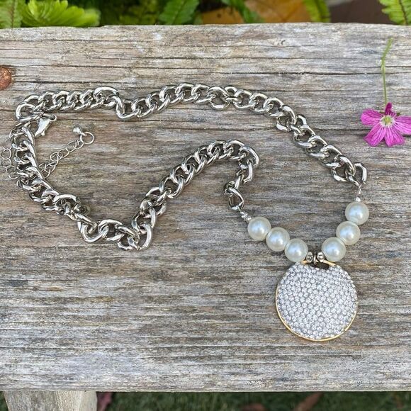 Lele Sadoughi Pave Mixed Shape Earring Repurposed into a Pendant Necklace. VGUC! - Picture 1 of 6